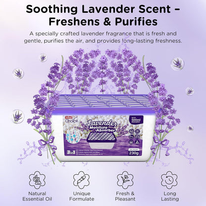 W&E Choice Moisture Absorbers with Lavender Scent, Portable Dehumidifier for Closet & Bathrooms, Kitchen, Humidity Absorber Odor Eliminator Absorber, 12Pack