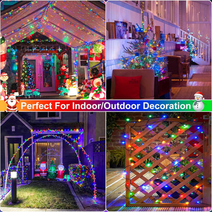 800 LED Christmas Tree Lights, 262FT String Lights for Outdoor Indoor, Waterproof 8 Modes Plug in Christmas Decorations Green Wire for House Patio Party Holiday Decorations, Multicolor