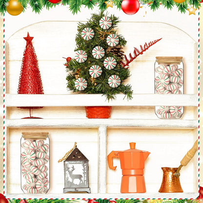 36 Pcs Felt Peppermint Decoration Christmas Wool Peppermints Christmas Arts Crafts Supplies, DIY Garland for Tree Home Vase Filler Decoration(Green)