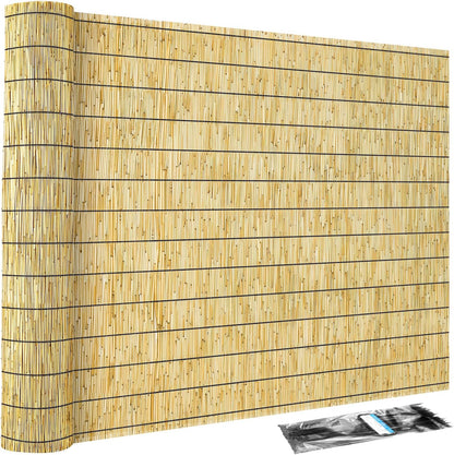 ZNCMRR Bamboo Fencing Decorative Natural Reed Fencing Rolls Fence Roll Bamboo Privacy Screen Panel for Balcony Patio Garden Backyard (5.5X16.4 FT Yellow)