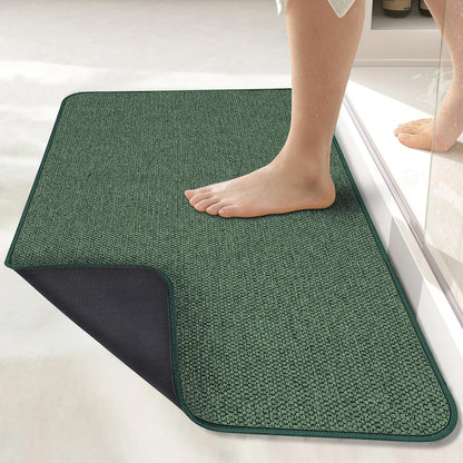 Bath Mat,Ultra Thin Bathroom Rugs,Rubber Bath Mats for Bathroom,No Slip Bath Rugs,Quick Dry,Machine Washable,Low Pile,Absorbent,Shower Outside,Sink,Home Decor Accessories.Green,2'x3'(24x36inch)