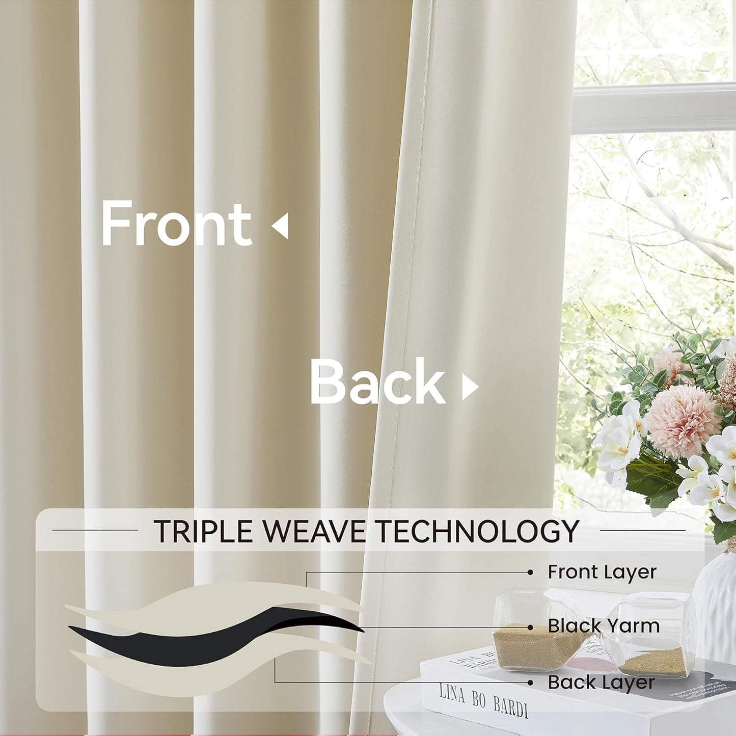 KangBang Pinch Pleated 94 Inch Blackout Curtains 2 Panels Set, Noise Canceling Thermal Elegant Modern Ivory Draperies for Living Room Nursery, Memory Pleat Curtains with Hooks (40Wx94L, Cream)