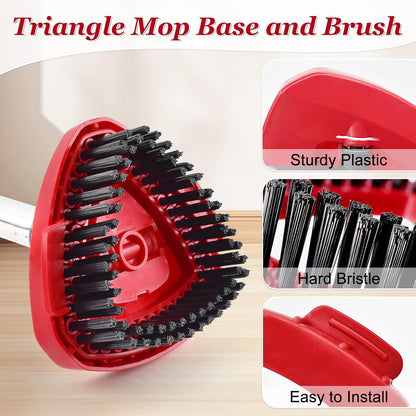 Spin Mop Handle,Mop Heads Replacements,Scrubber Mop Head and Mop Base Combo Set Compatible with Ocedar RinseClean 2-Tank Spin Mop,Mop Replace Head and Scrub Brush Set for Multi-Surface Hard Floor