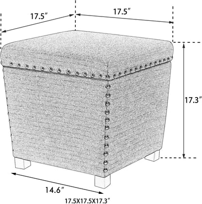 Adeco Square Storage Ottoman with Hinged Lid, Modern Accent Bench Footrest Stool, Coffee Table for Living Room Bedroom,Yellow Large