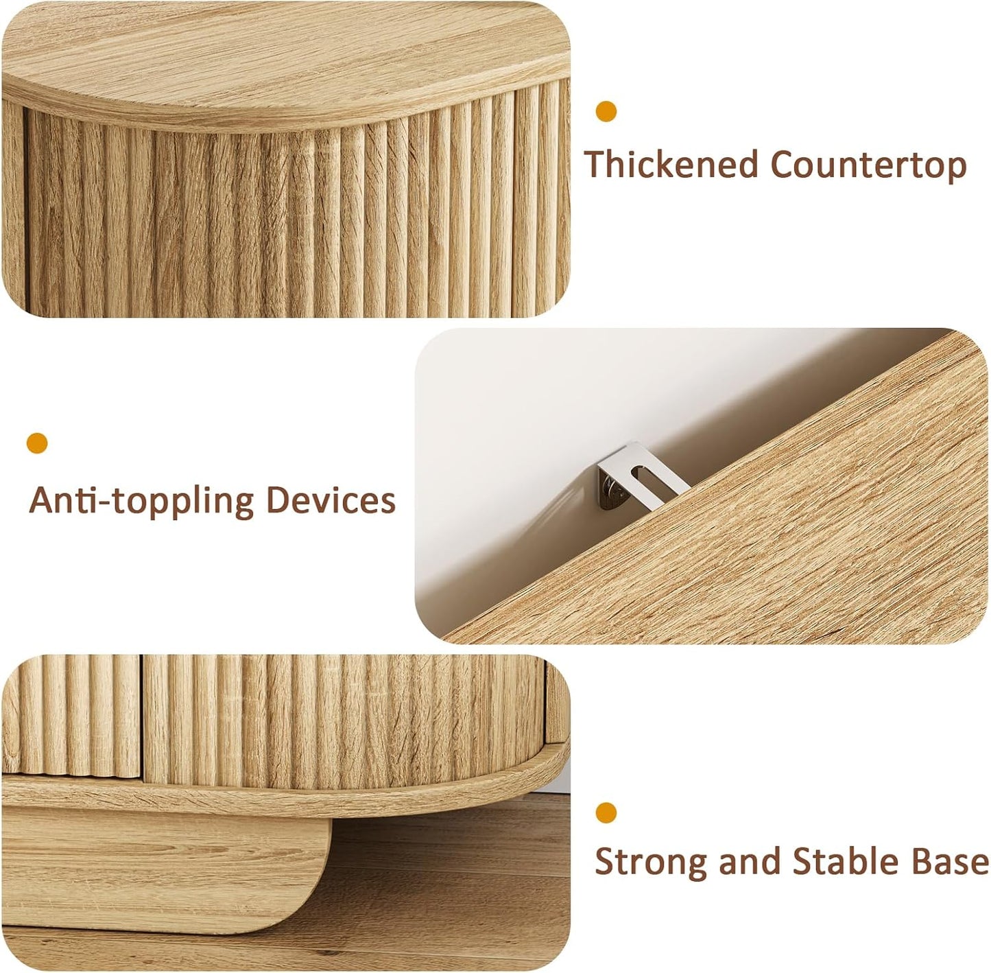 63" Tambour Dresser for Bedroom with 8 Drawers, Modern Chest of Drawers with Sliding Doors & 4 Shelves, Fluted Dresser Storage Organizer for Bedroom, Closet, Living Room(Natural)