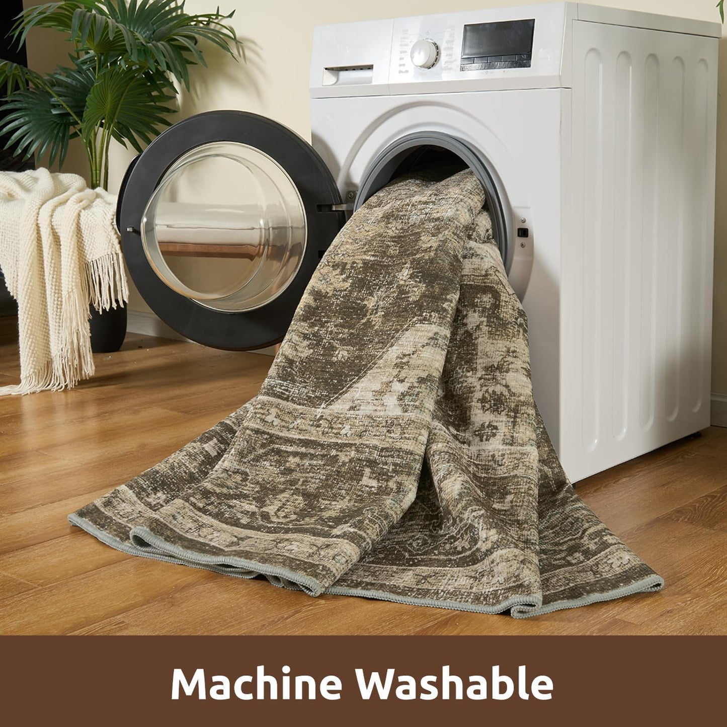 AMOAMI-2X3 Small Rug-Washable Rugs Entryway Mat Indoor-Soft Vintage Non Slip Rugs for Kitchen Laundry Room Bathroom Brown/Coffee Decorative Accent Rug for in Front of Sink 24 Inch x36 Inch