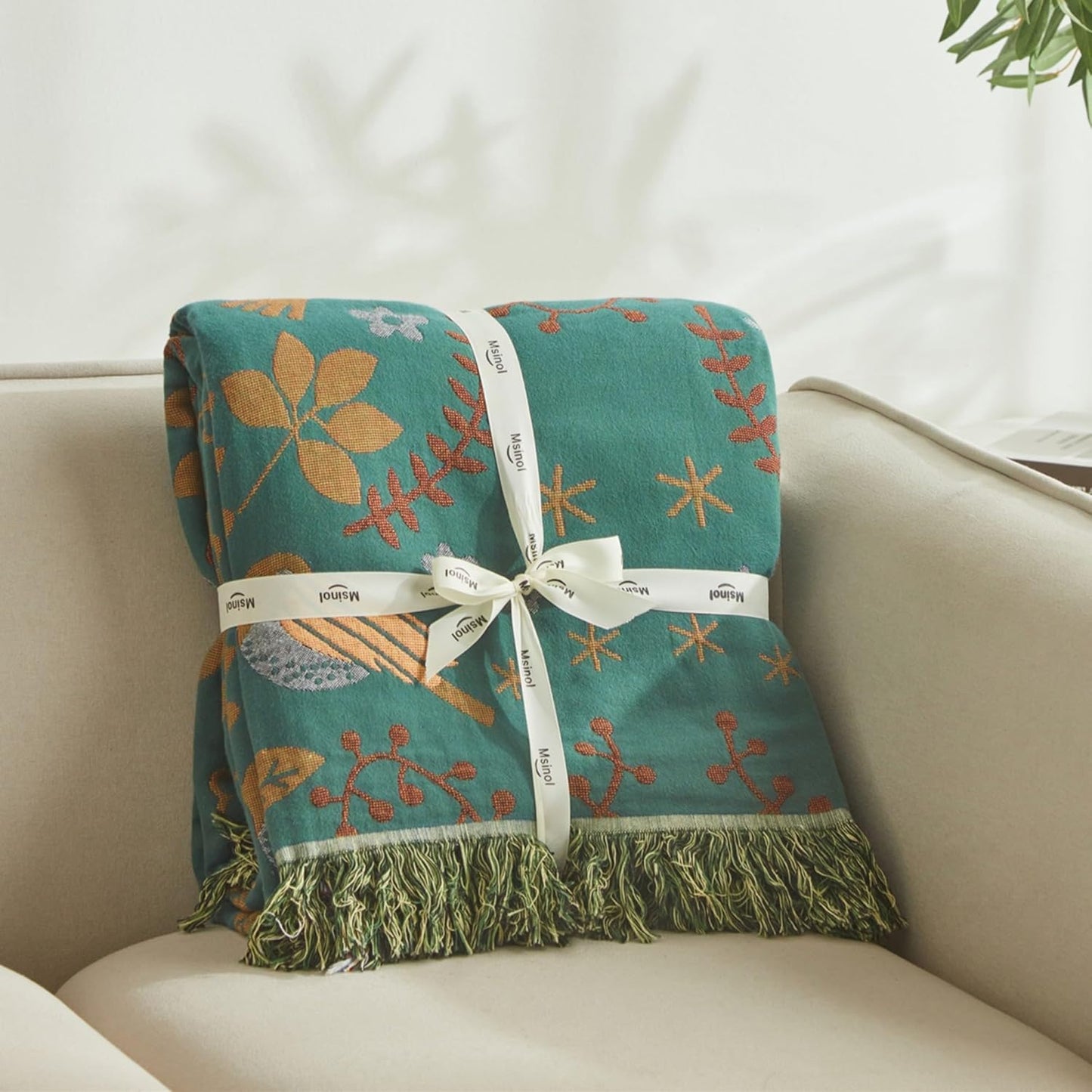 Luxury Throw Blanket Cotton Muslin Throw Blanket for Couch Breathable Floral Blanket Throw for Sofa Couch Chair Home Decoration (80"x90",01-Cute Bird)