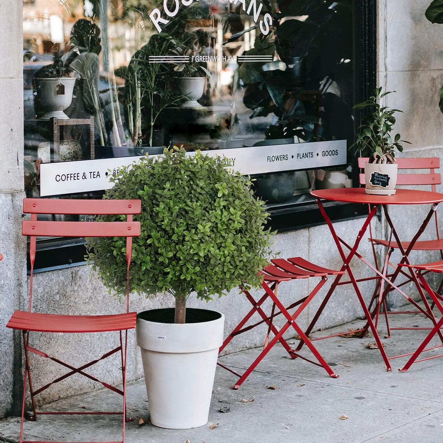 2 Pack 24.5inch Artificial Topiary Ball Plants, Faux Boxwood Ball in Pot, Fake Outdoor Plant for Front Door Decor, Home Decor, Garden, Wedding Decor