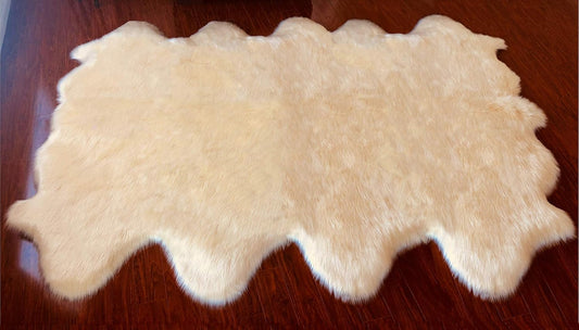 LAMBZY Faux Sheepskin Hypoallergenic Free Shape Silky Shag Rug, Luxury Shaggy Silky Plush Carpet for Bedrooms Rugs Living Rooms Sofa Floor Rugs (Octo 8 Pelts 6'x8', 180x240cm, Cream)