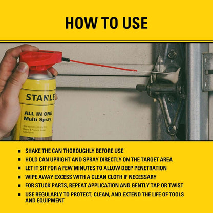 Stanley T240 Corrosion Inhibitor Spray - Rust Remover&Cleaner Aerosol - Versatile Rust Prevention Spray for Garage, RV, Woodworking, Power Tools - 11 Oz, 1 Pack