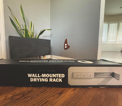 Wall Mounted Laundry Drying Rack, Retractable Clothes Drying Rack, 6 Rods Towel Drying Rack with Wall Template for Installation, Magnetic Dryer Ball Holder with Dryer Balls, White