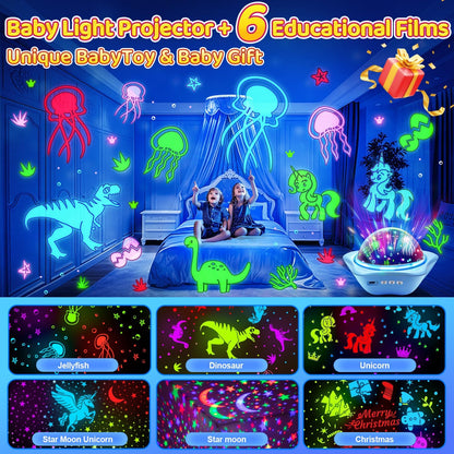 Jellyfish Baby Night Light Projector, Dinosaur+Jellyfish+Unicorn Night Light Projector, 96 Projection Options+USB Rechargeable Baby Sleeping Toys Baby Gifts,Jellyfish Lamp Baby Toys Baby Gifts Newborn