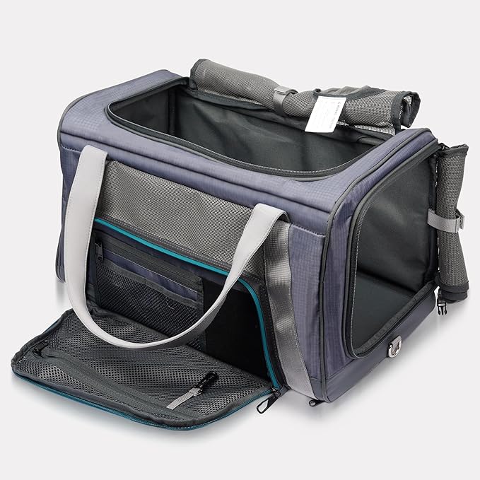 OutdoorBengal Zeppelin™ Airline-Approved Large Cat Carrier Soft – TSA-Approved Pet Carriers with Top Opening for Plane and Car Travel – Kittens or Small Dog Carrier (Black)