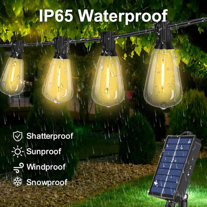 Solar Powered Warm White LED Outdoor String Light with Remote Control, Shatterproof Light Bulbs for Backyard Garden Patio Pergola Gazebo Bistro Bedroom Christmas Wedding Party (10+1 Bulbs)