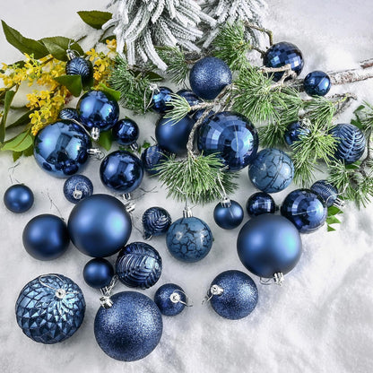 LANGXUN 36pcs Midnight Blue Christmas Tree Decorations Balls, Bolas De Navidad, 2025 Christmas Decor, Indoor Outdoor Shatterproof Christmas Ornaments, Xmars Party Wedding Suppiles