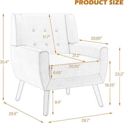 UIXE Faux Leather Accent Chair, Morden Upholstered Armchair for Living Room, Button Tufted Arm Chair Comfy Single Sofa Bedroom Side Reading Seat - Coffee