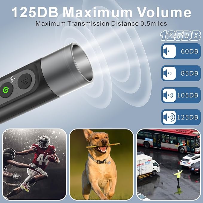 Electronic Whistle Highest IPX5 Maximum Sound 125db Battery 1000mAh Blue for Coaches Teacher, Sports Whistle