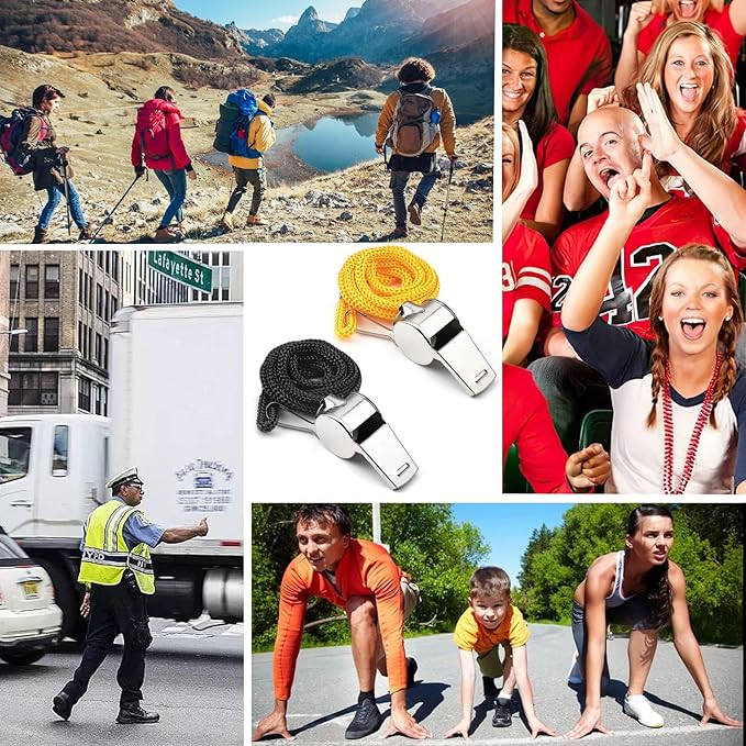 SANNIX 7 Pack Whistles, Coaches Whistles with Lanyard Sports Whistle Loud Crisp Sound Whistles for Referees Training Gyms Emergency