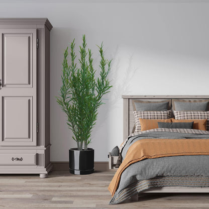 Aveyas 10 inch Ceramic Plant Pot with Drainage Hole and Saucer - Suitable for Indoor and Outdoor Use, Modern Planters for House Garden Flower Tree Snake Monstera Plants (10", Glossy Black)