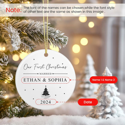 First Christmas Married Ornament 2025, Personalized Christmas Ornaments, Cuztomized Wedding Gifts, Just Married Gifts for Newlywed, Bridal Shower, Couples