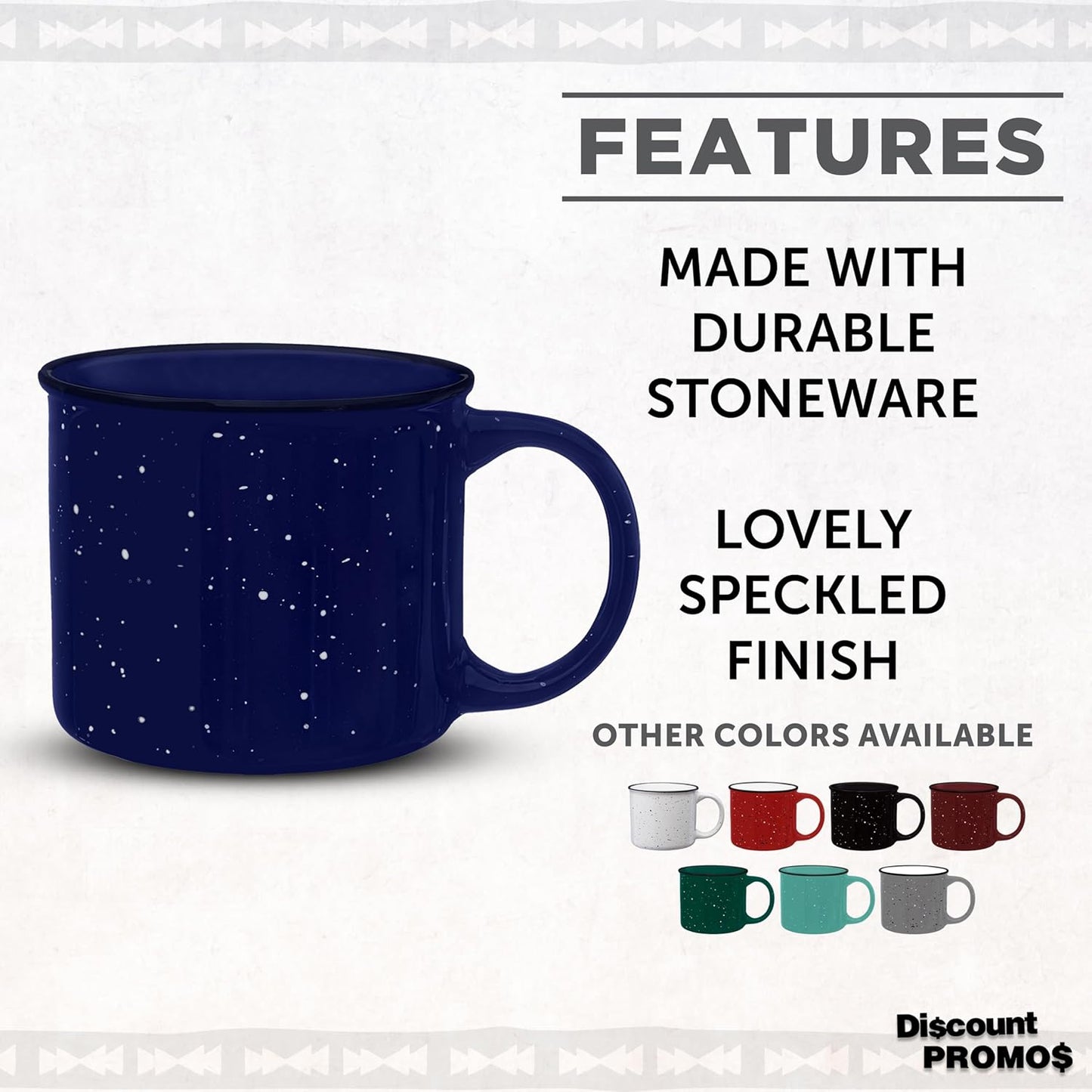 DISCOUNT PROMOS Ceramic Campfire Coffee Mugs 13 oz. Set of 10, Bulk Pack - Perfect for Tea, Espresso, Cappuccino, Hot Cocoa - Blue