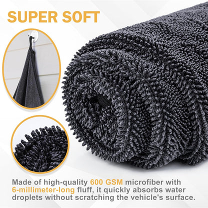 2-Pack Medium Size (23.6" x 15.7") Microfiber Towels, 600GSM Ultra Absorbent Car Drying Towels — Scratch-Free, Streak-Free, Lint-Free, Perfect for Cars, Shower Cabins, and Household Use