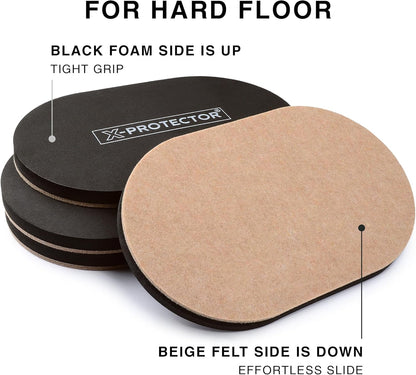 X-Protector Felt Furniture Sliders Hardwood Floors - 4 PCS 6" x 3 1/2" Furniture Sliders - Heavy Duty Felt Sliders Hard Surfaces – Move Your Furniture Easily & Safely!