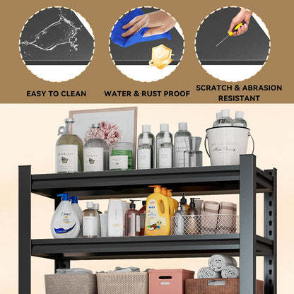 Over The Washer and Dryer Storage Shelf with Baskets, Multi Functional Storage Rack Storage Shelf Organizer Black for Laundry Room,Suit Washing Machine Width Within 32.6", Hold 500 lb, Black