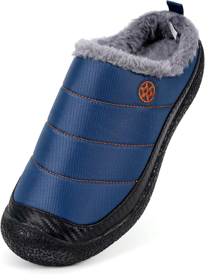 Womens Mens House Slippers Slip on Snow Winter Warm Fully Fur Lined Slippers Indoor Outdoor Shoes