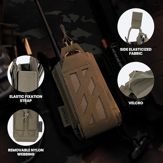 EXCELLENT ELITE SPANKER Tactical Universal Radio Holster Holder Molle Radio Pouch Adjustable for Duty Belt,Vest for Two Ways Walkie Talkie
