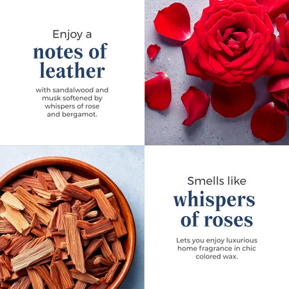 PartyLite 3-Wick Jar Candle, Highly Fragranced Clean Burning Glass Candle, 25-45 Hours Burn Time (Leather Musk)