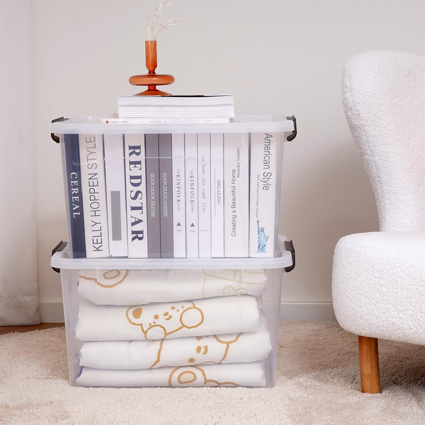 Citylife 69 QT Plastic Storage Bins with Latching Lids Stackable Storage Containers for Organizing Large Clear Storage Box for Garage, Closet, Kitchen, 4 Packs