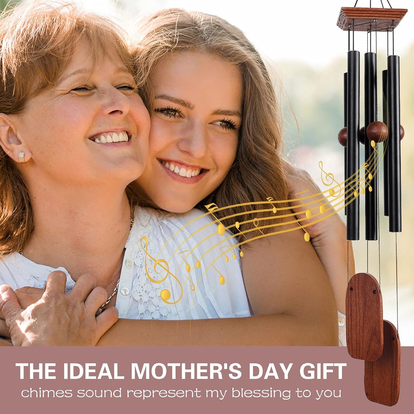 Wind Chimes for Outside Deep Tone, 36in Sympathy Wind Chimes Outdoor Clearance, Gifts for Mother's Day and Christmas, Outdoor Decor for Garden, Patio, Yard（Wood Wind Chime, Black）