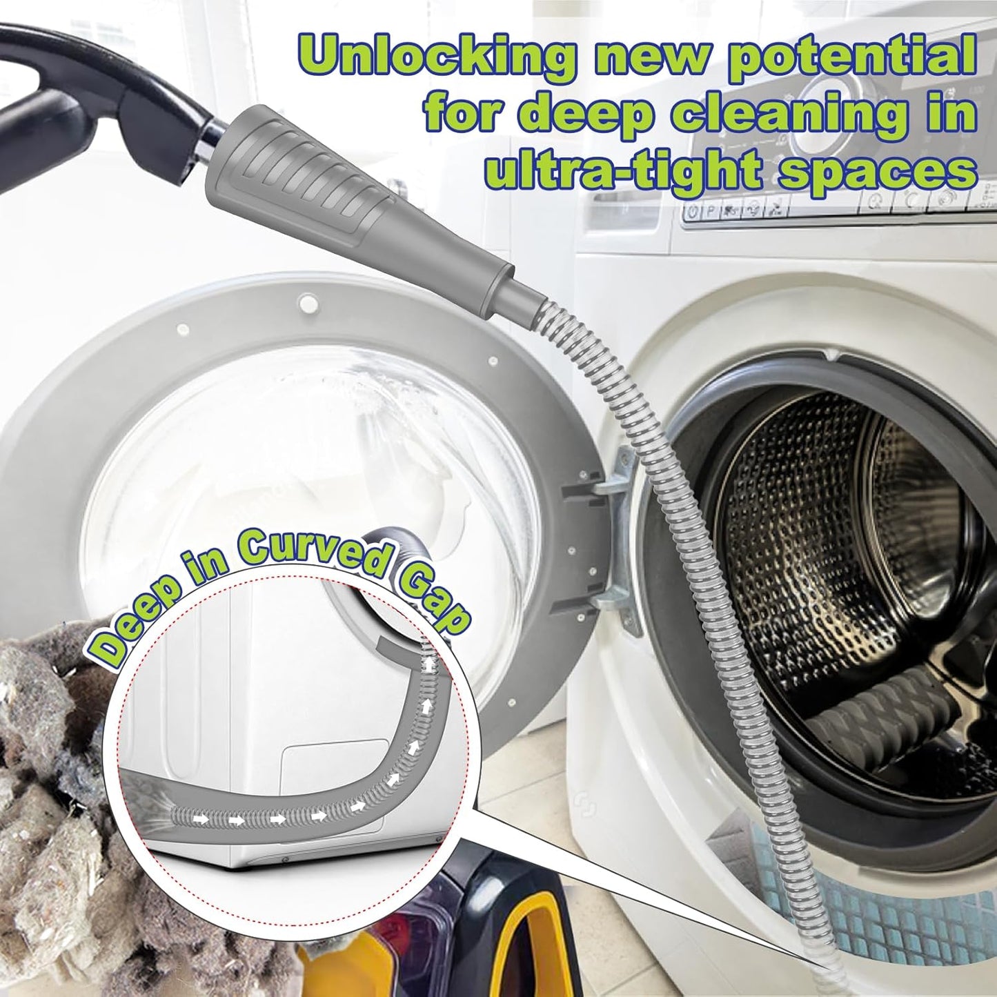 Sealegend Dryer Vent Cleaner Kit Dryer Lint Vacuum Attachment Lint Remover,Dryer Vent Vacuum Hose With Brush (Grey)