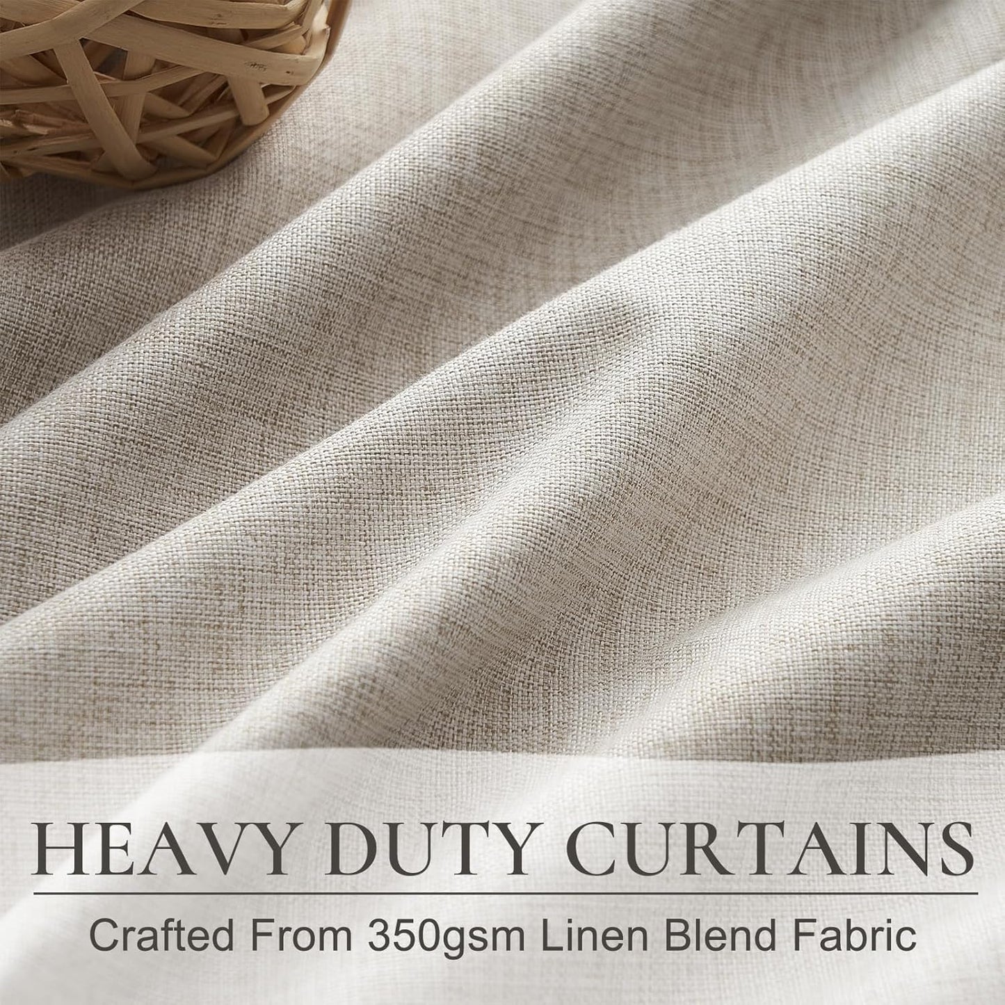 Natural Linen Pinch Pleated Blackout Curtains & Drapes 94 Inch Long Bedroom/Livingroom Farmhouse Curtain 2 Panel Sets, Neutral Track Room Darkening Thermal Insulated Back Tab Window 40"x94"