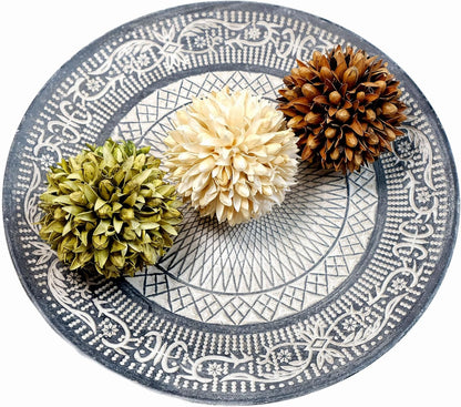 3.5inch Decorative Balls Bowl/Tray &Floral Orb/Ball with Dried Potpourri, Artificial Decorative Balls for Vase Bowl Filler Table Decor for Home,Spa,Reiki, Set of 3
