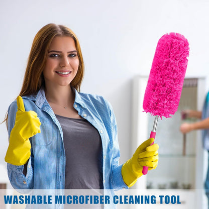 Tanlade 8 Pcs Microfiber Feather Duster for Cleaning 13-31 Inch Extendable Cobweb Dusters Ceiling Fan Duster Washable Bendable Tool for Office Car Window Furniture (Stylish Color)