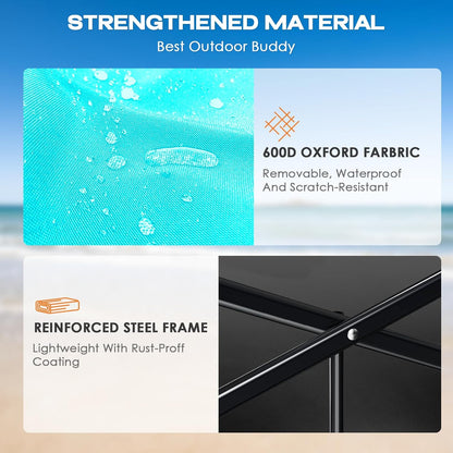 Collapsible Wagon Cart Heavy Duty Foldable, Folding Beach Wagon with Big Wheels for Sand, Utility Grocery Cart with Side Pocket and Brakes for Sports Outdoor Activities, Light Blue