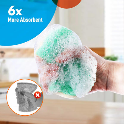 12 Pcs Scrubber Sponge Cat Smiley Shape Cleaning Sponge Double Sided Dish Sponge Multi-Purpose Sponges for Cleaning Dishes, Furniture, Kitchen, Bathroom