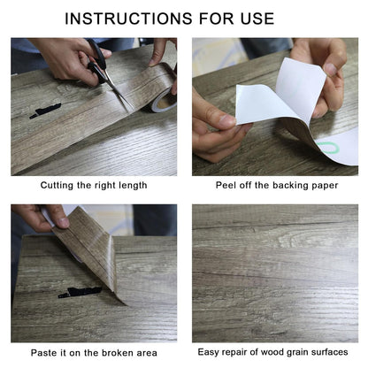 BOMEI PACK Wood Grain Repair Tape,Self Adhesive Repair Patch for Furniture, Floors, Cabinets, Windows, Doors, RV, Home Decor and DIY Projects (1, Grey Coffee)