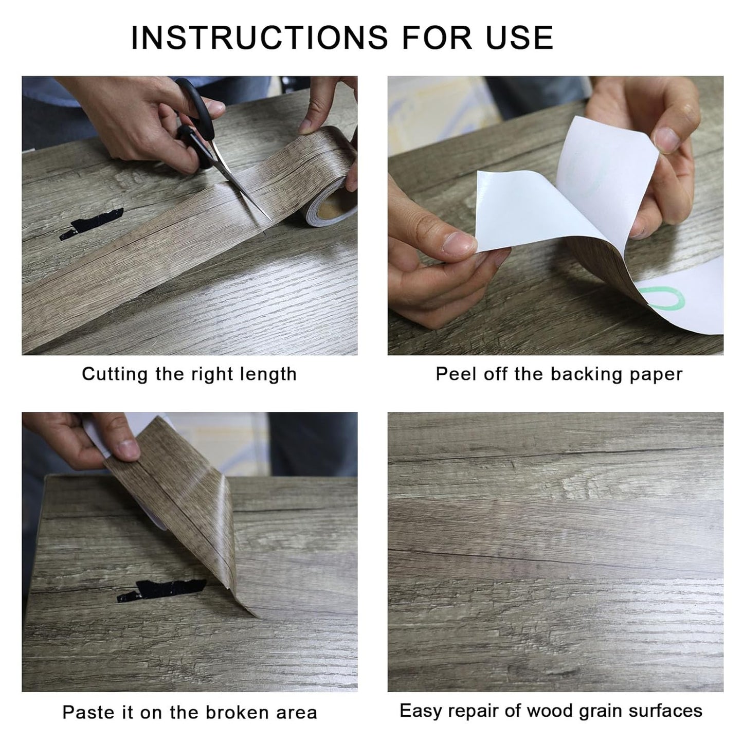 BOMEI PACK Wood Grain Repair Tape,Self Adhesive Repair Patch for Furniture, Floors, Cabinets, Windows, Doors, RV, Home Decor and DIY Projects (2, Grey Coffee)