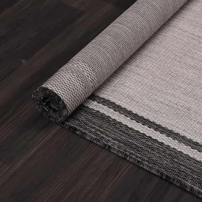 CAMILSON Indoor Outdoor Rug, 5x7 Bordered Gray Modern Area Rugs for Indoor and Outdoor Patios, Kitchen and Hallway Mats, Washable Porch Deck Outside Carpet (Bordered Grey, 5 x 7)