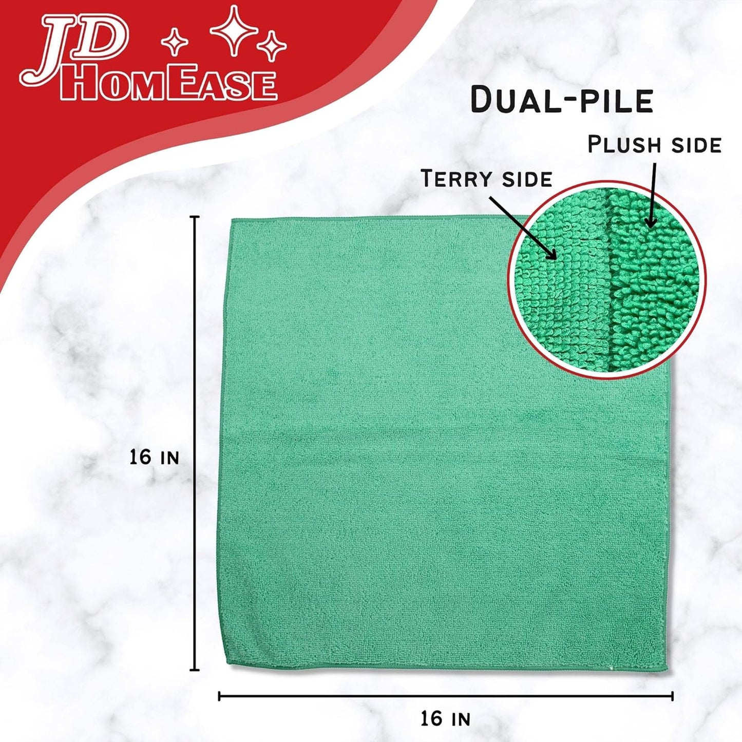 Microfiber Cleaning Cloths,24 Pack, 16"x16", All-Purpose, Softer, Highly Absorbent, Lint-Free, Reusable, Washable Pro Towels, Green, for House, Kitchen, Bathroom, Car, Office