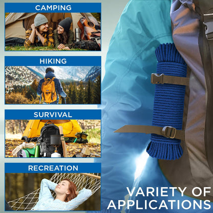 TECEUM Cotton Rope 3/16” (5 mm) – 50 FT – Strong All-Purpose Braided Rope – Natural Cotton – for Crafting, Сamping, Clothes Line, DIY, Indoor & Outdoor Use – Blue