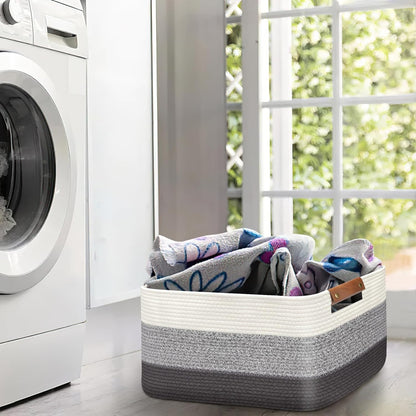 Large Collapsible Laundry Basket, Clothes Hamper for Blanket, Toy, Towels, Woven Baskets for Storage, Nursery Home Decor Living room 21.6" x 15" x 11.8", Gradient Grey