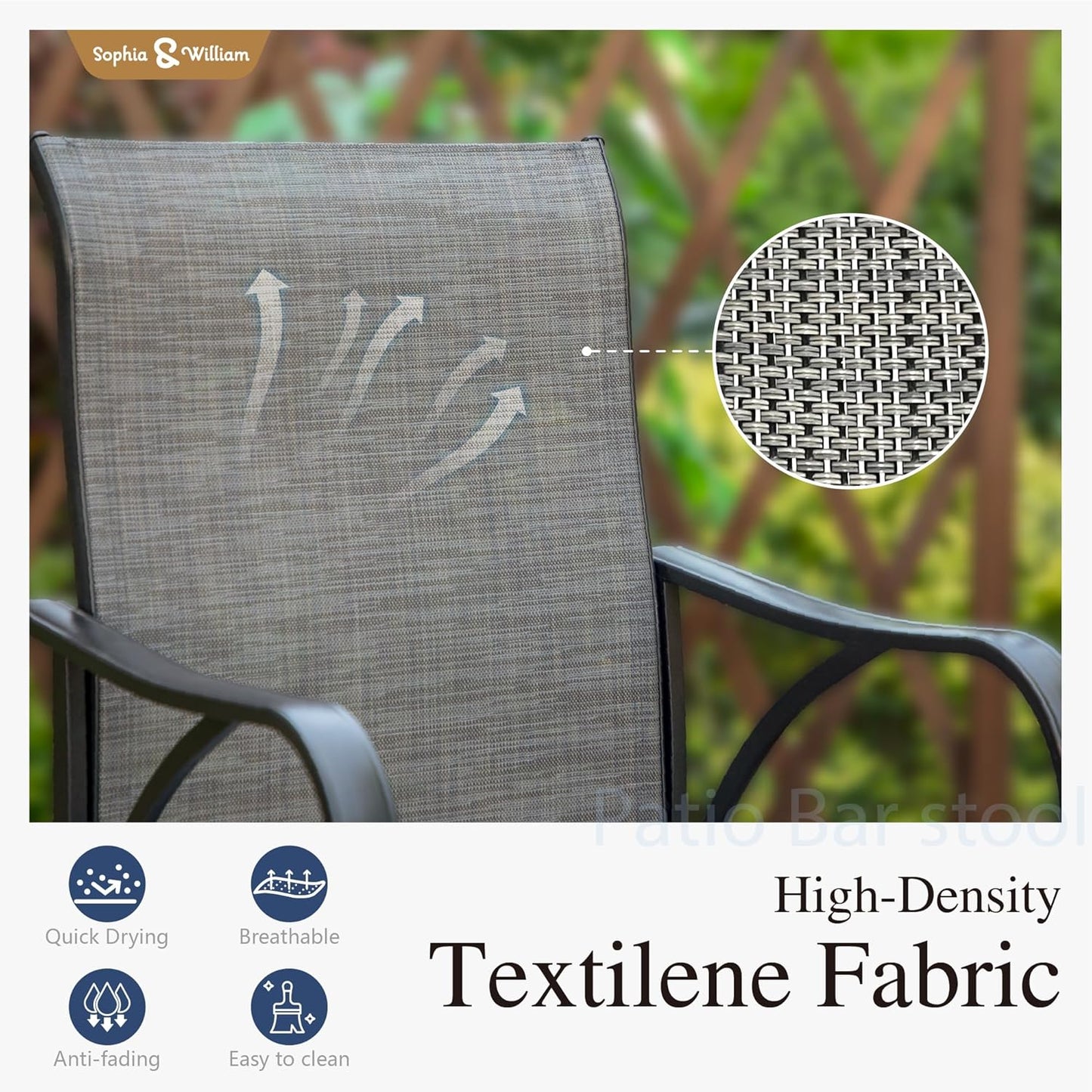 Sophia & William Outdoor Bar Set, Patio Bar Table and Chairs Set, Bar Height Patio Set - 4 x Swivel Bar Chairs(Grey), 1 x Rectangular Bar Table