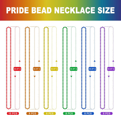 50PCS Pride Stuff, Gay Pride Beads Accessories, 6 Kinds of Metallic Rainbow Beads Necklace Bulk, LGBTQ Pride Necklace for Women Men, Costumes Decor for Pride Month Parade Throws Party Favors
