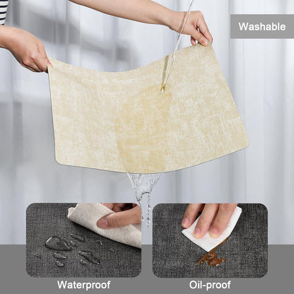 Myir JUN Dual Sided Faux Leather Placemats Set of 6 Indoor/Outdoor Square Non-Slip Washable Table Mats (Gray Cream-White)