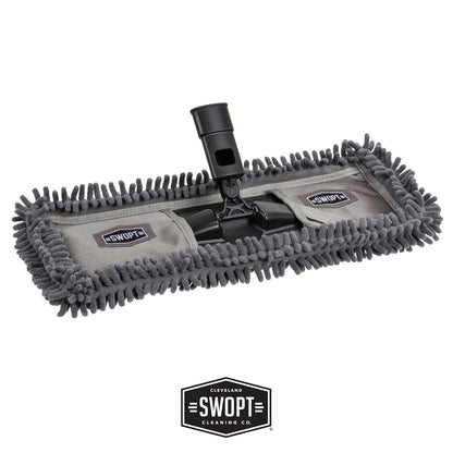 SWOPT Indoor Kit — Includes 18” Dust Mop, Cotton Mop, Angle Broom, 48” and 60” Steel Handles, and Organizer — Cleaning Heads with Long Handle Interchangeable with All SWOPT Cleaning Products