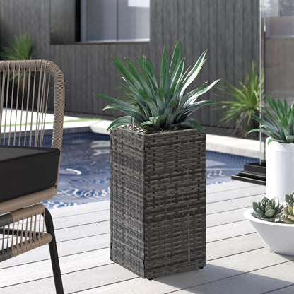 LEWIS&WAYNE Set of 2 Tall Planters for Outdoor Plants Handmade 24'' Wicker Tall Square Planter Box with Removable Liners Modern Planter for Indoor Outdoor Garden Patio Front Porch - Gray